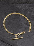 IBB 9ct gold hollow T-bar curb chain bracelet 19cm, UK version