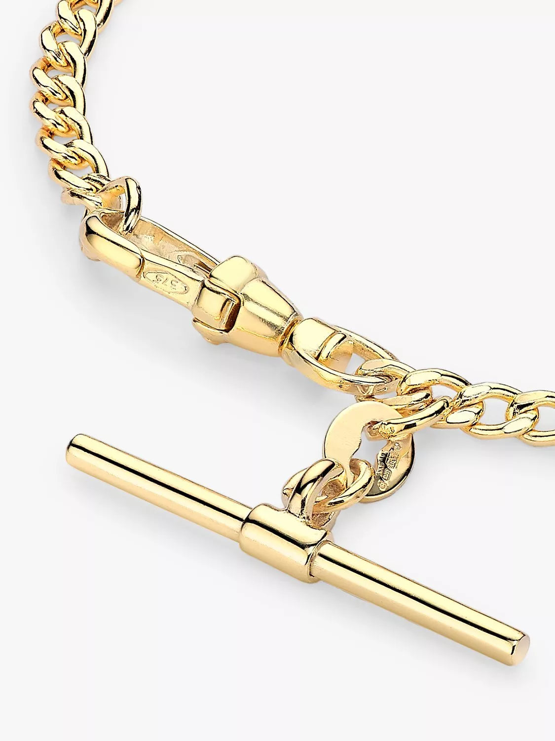 IBB 9ct gold hollow T-bar curb chain bracelet 19cm, UK version