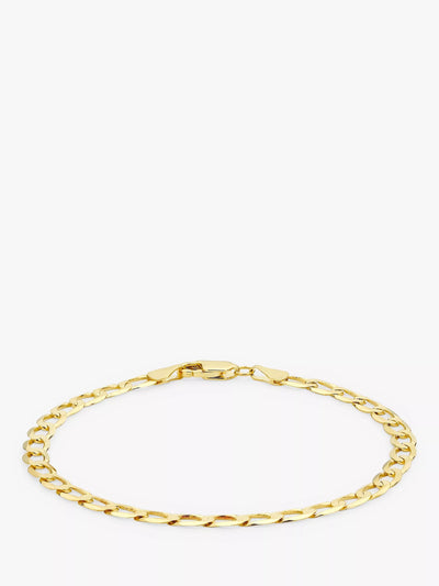John Lewis IBB 9ct Gold Diamond Cut Flat Curb Chain Bracelet 20cm- Buy online at McGrocer