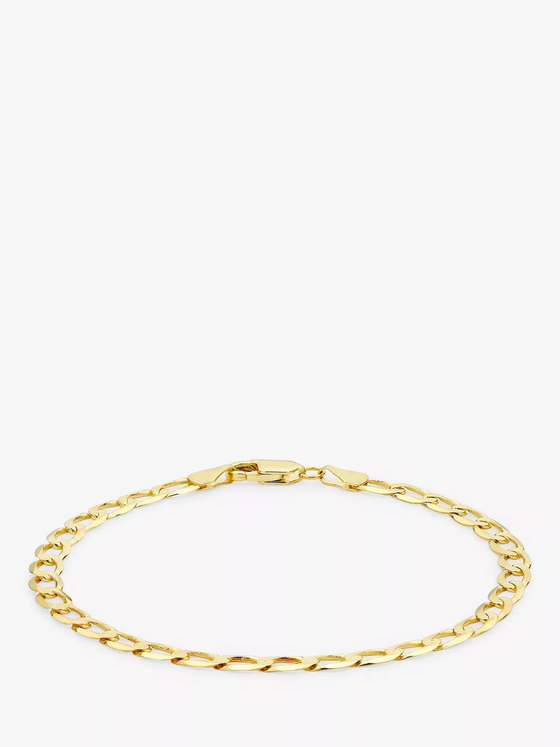 IBB 9ct gold diamond cut curb chain bracelet (British brand)