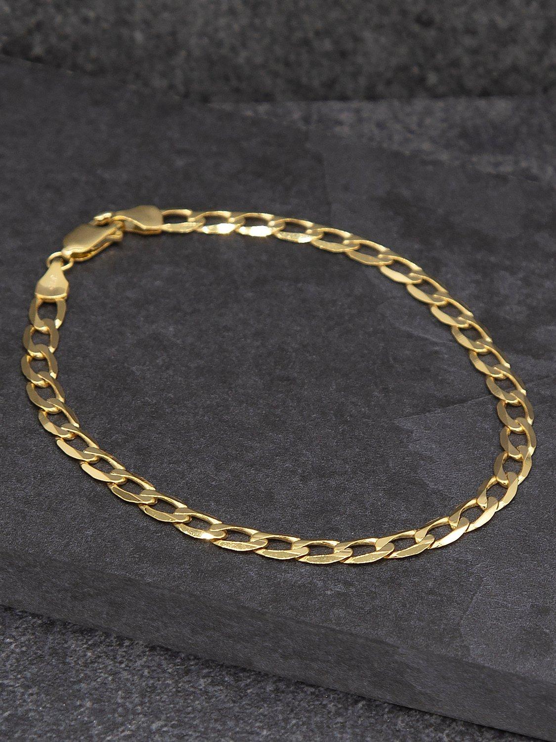 IBB 9ct gold diamond cut curb chain bracelet (British brand)