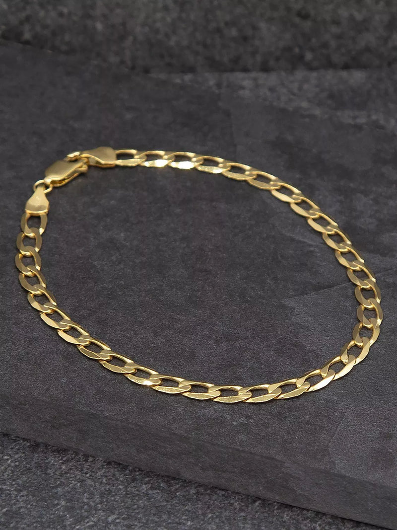 IBB 9ct gold diamond cut curb chain bracelet (British brand)