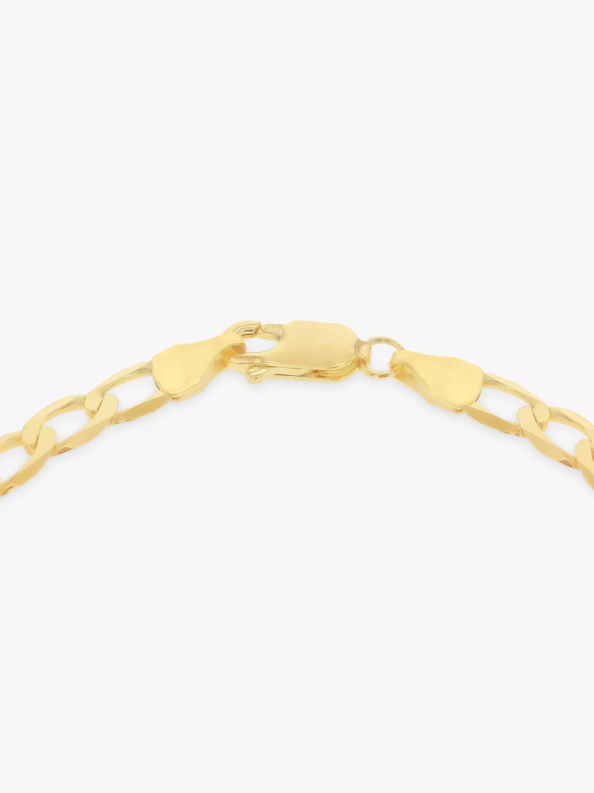 IBB 9ct gold diamond cut curb chain bracelet (British brand)
