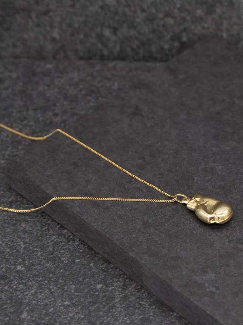 IBB 9ct gold boxing glove pendant necklace, imported from the UK