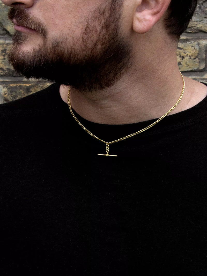 IBB gold chain necklace t-bar pendant 46cm, imported from the UK