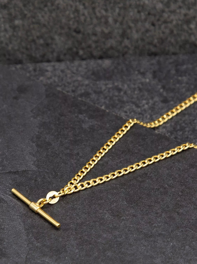 IBB gold chain necklace t-bar pendant 46cm, imported from the UK