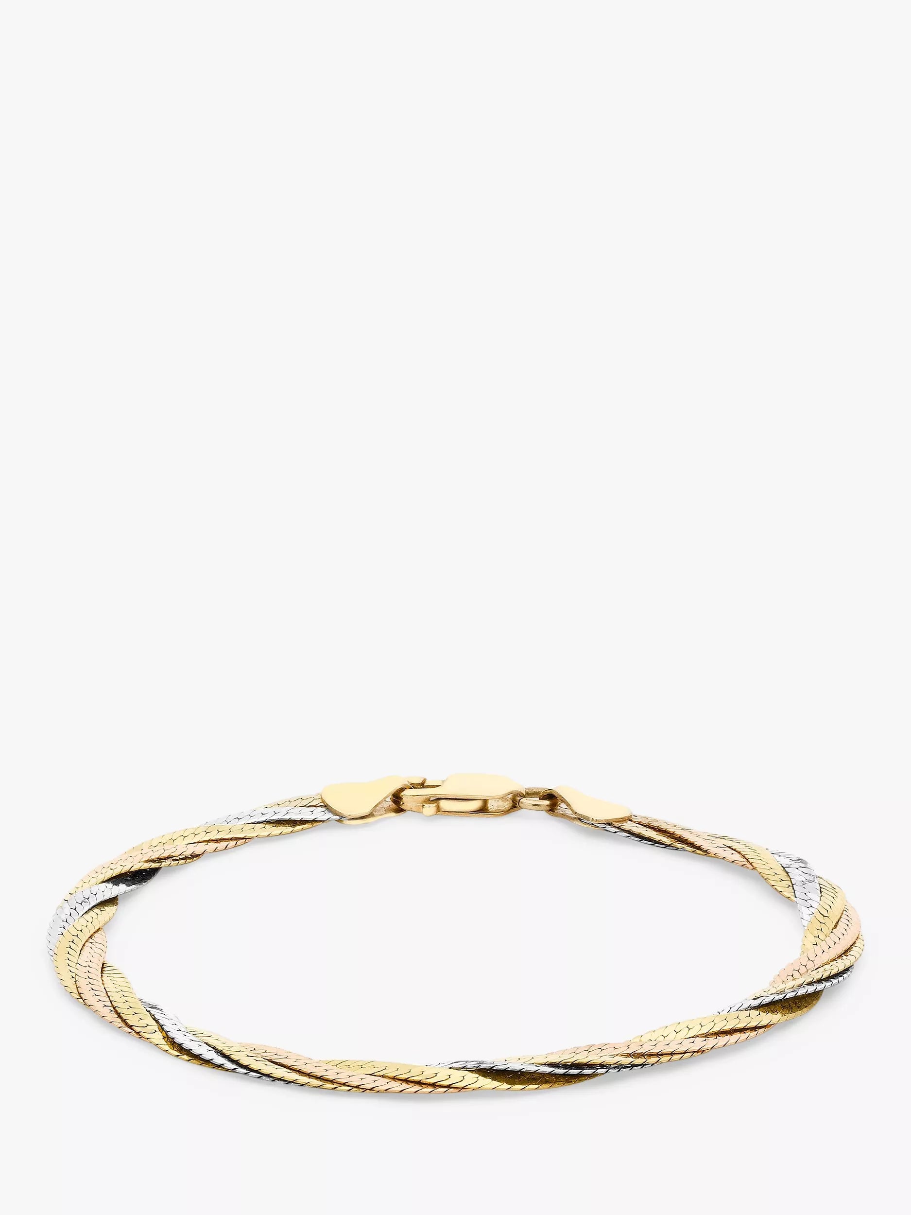 IBB 18ct tri-colour herringbone bracelet 19cm - British product