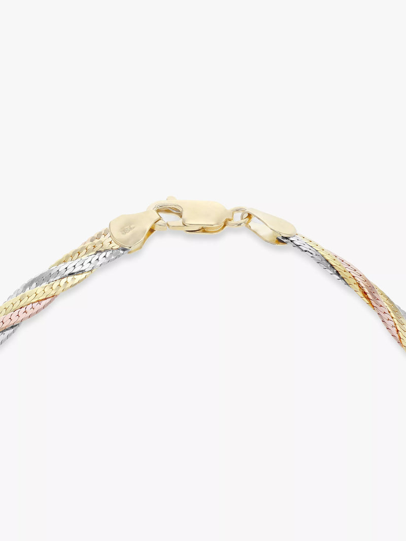 IBB 18ct tri-colour herringbone bracelet 19cm - British product