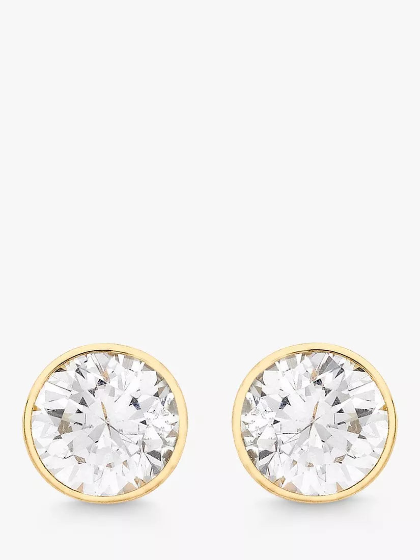 IBB 18ct gold cubic zirconia stud earrings, imported from the UK