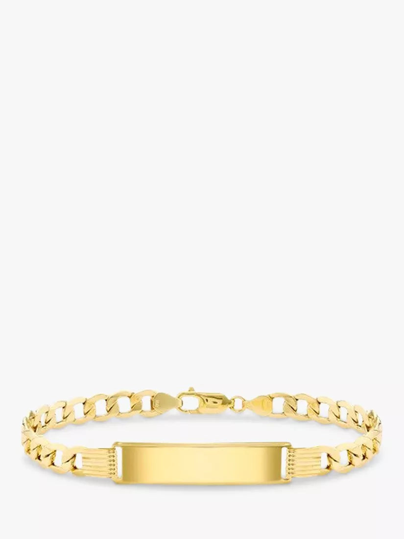 IBB 9ct gold ID tag curb chain bracelet (British brand)