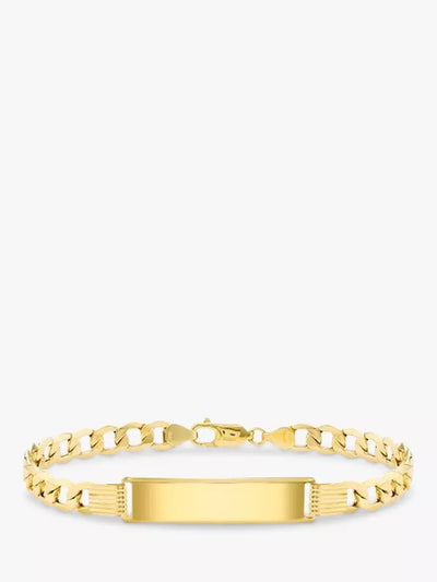 John Lewis IBB Men's 9ct Gold ID Tag Curb Chain Bracelet- Buy online at McGrocer