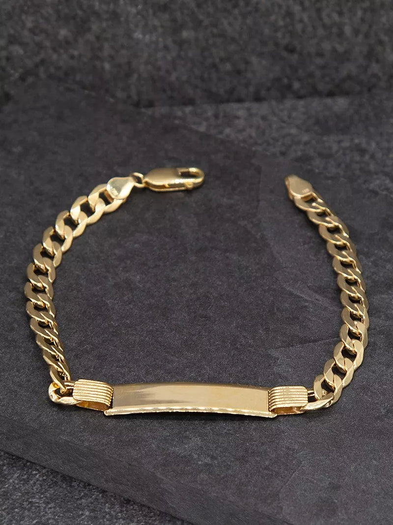 IBB 9ct gold ID tag curb chain bracelet (British brand)