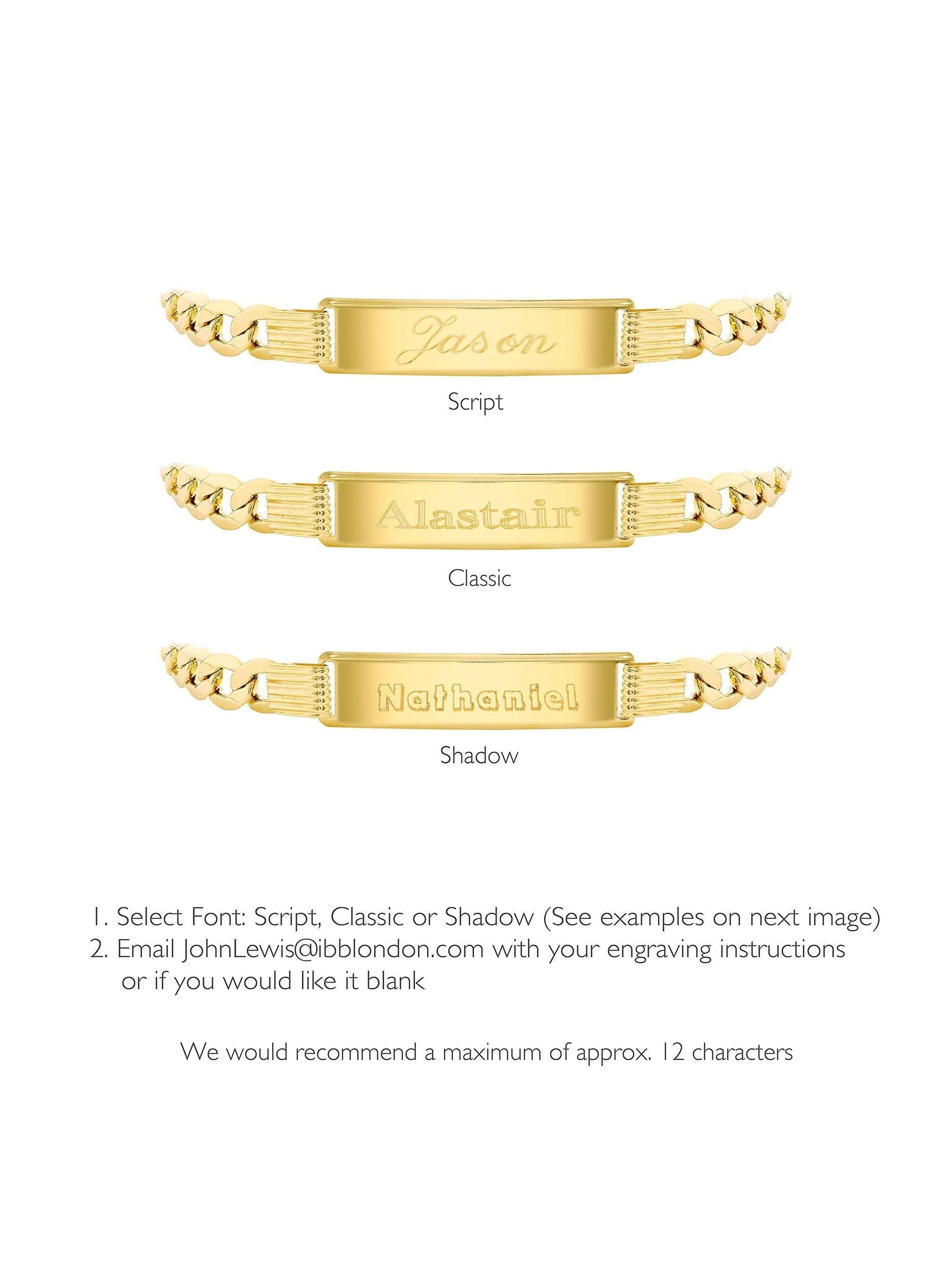 Bracelet IBB en or 9 carats avec chaîne gourmette à plaque d'identification (marque britannique)