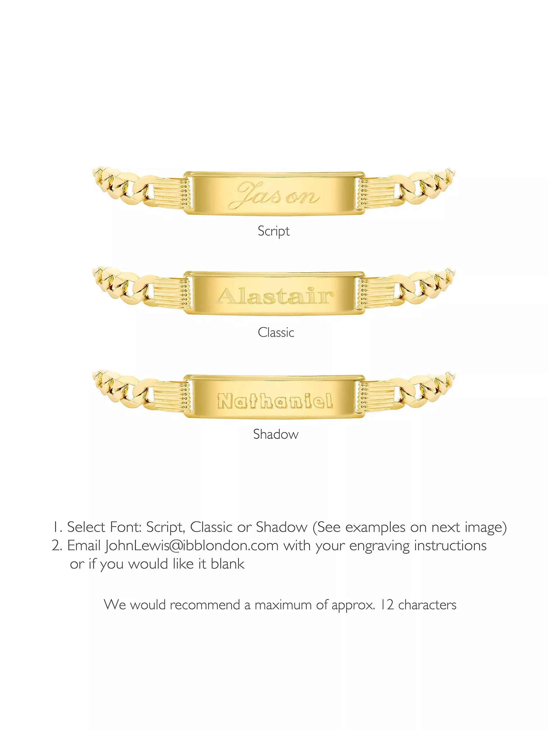 IBB 9ct gold ID tag curb chain bracelet (British brand)
