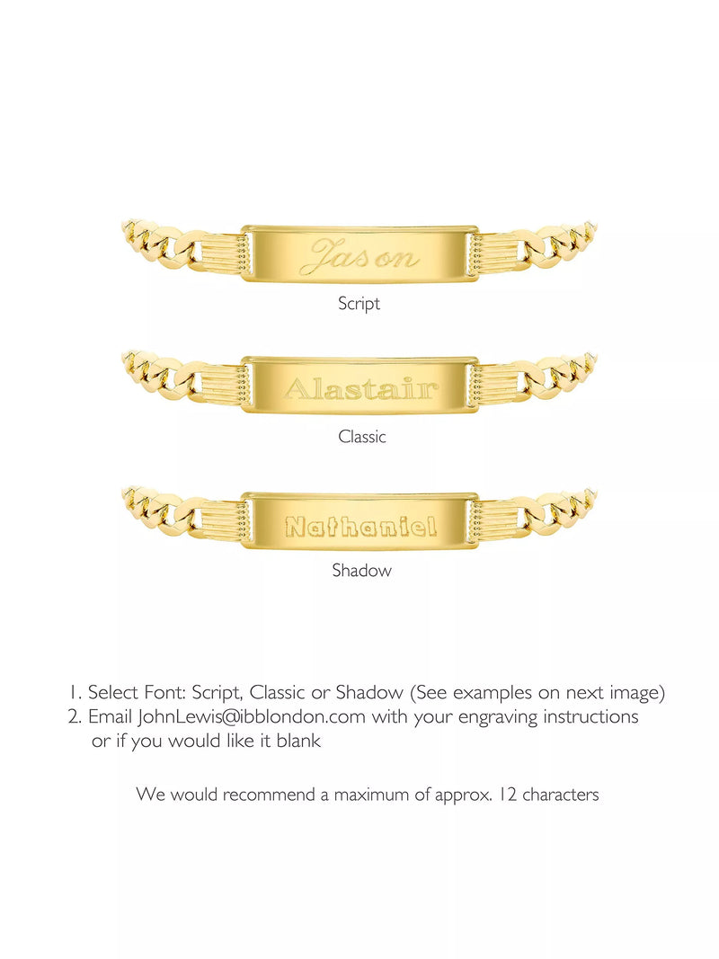 IBB 9ct gold ID tag curb chain bracelet (British brand)