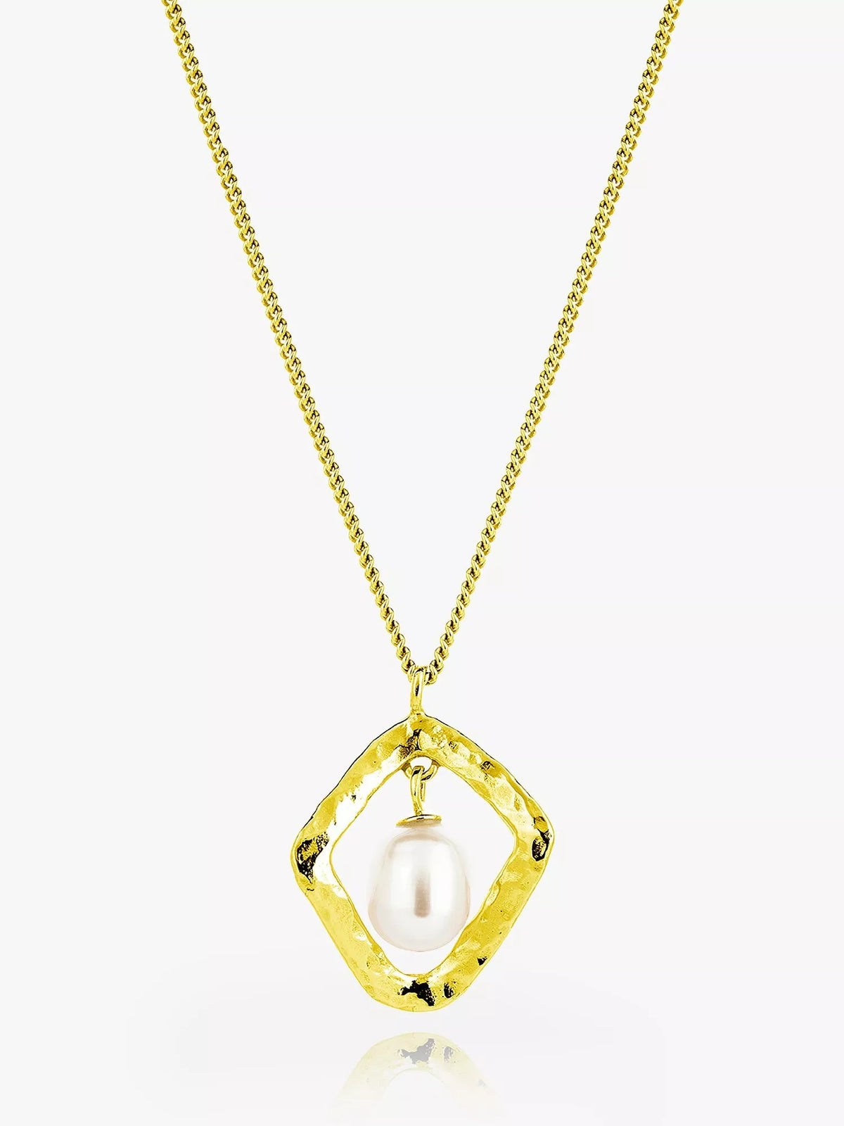 Claudia Bradby Hammered Rhombus Freshwater Pearl Pendant Necklace