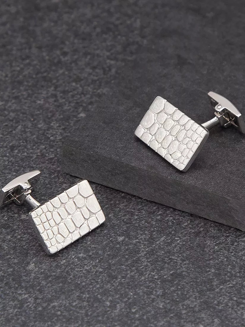 Hoxton London crocodile patterned cufflinks sterling silver - British product
