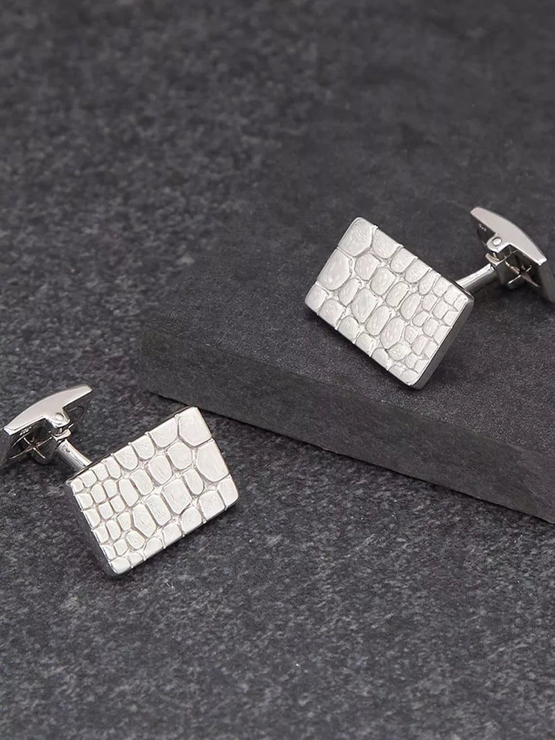 Hoxton London crocodile patterned cufflinks sterling silver - British product