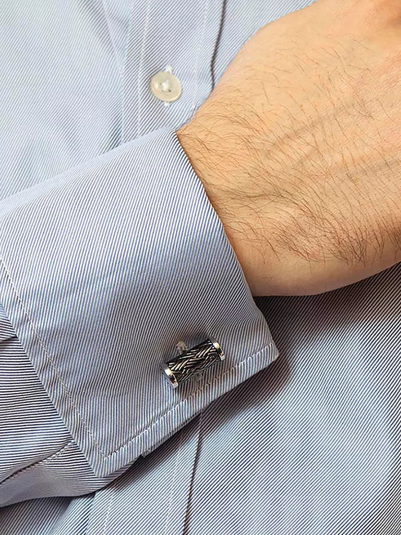 Hoxton London woven pattern cufflinks, UK version