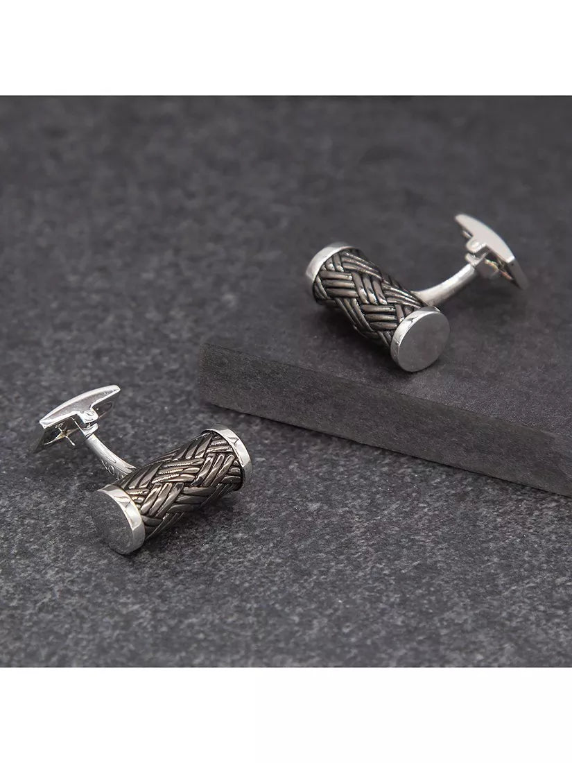 Hoxton London woven pattern cufflinks, UK version