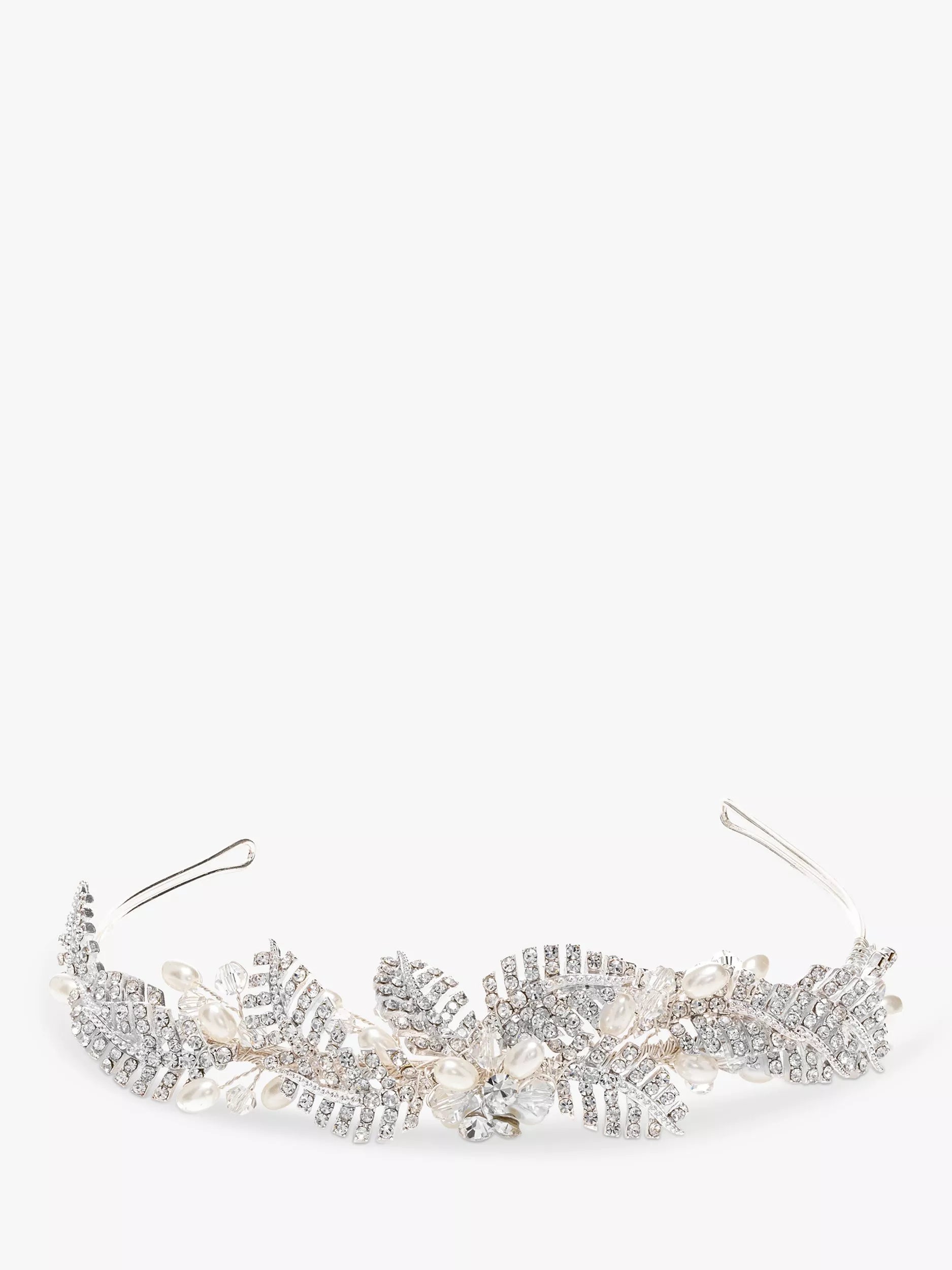 Jon Richard silver bridal tiara with crystals and pearls, UK version