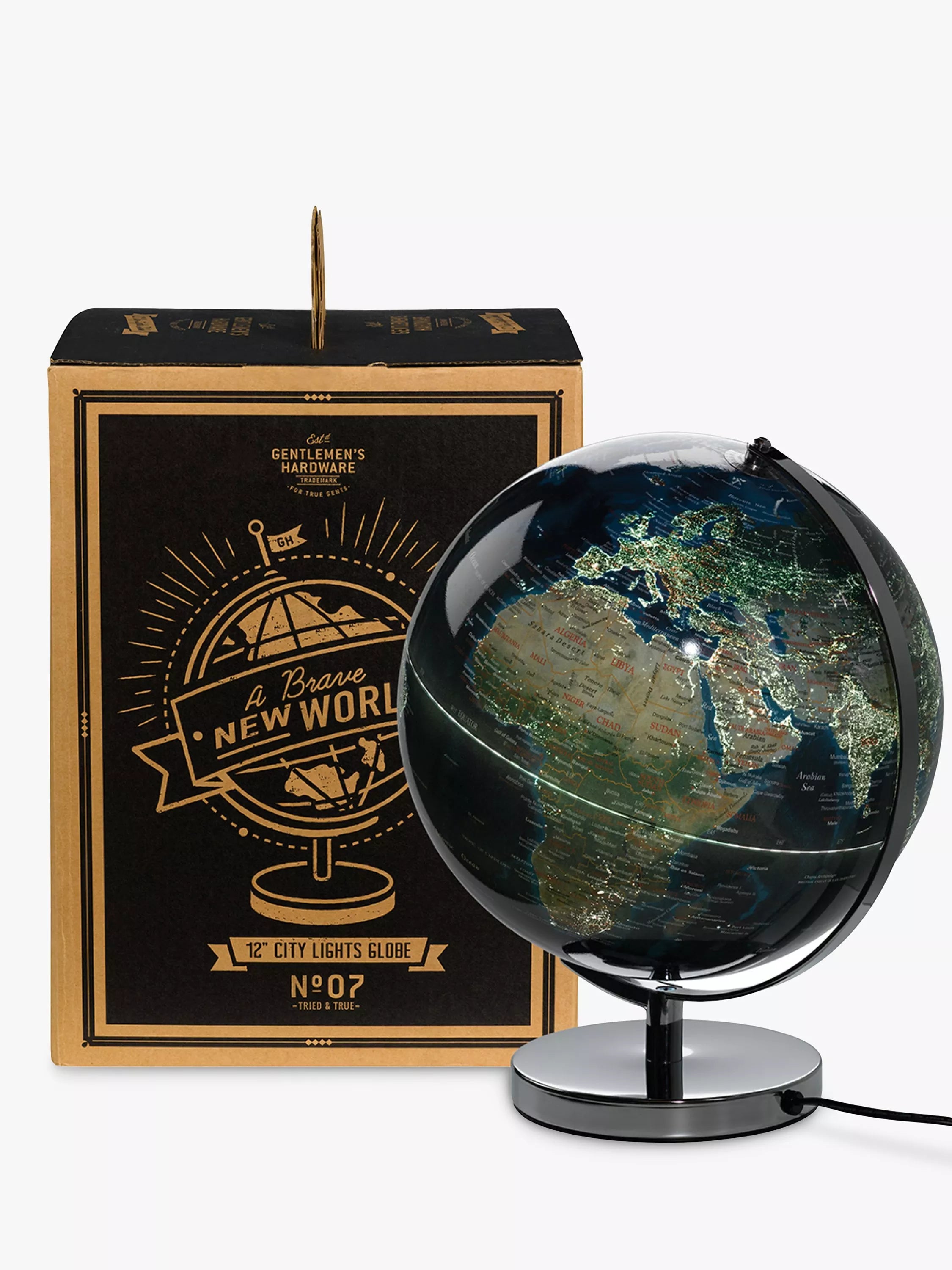 Gentlemen's Hardware night time lights globe on stand, imported from the UK
