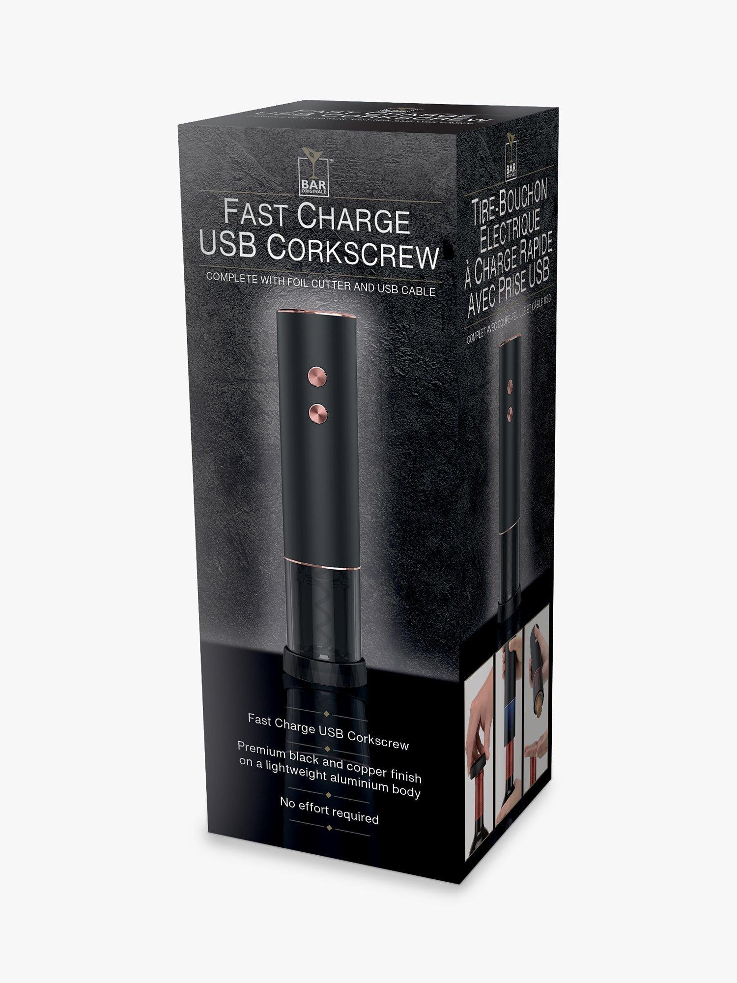 Bar Originale electric corkscrew with USB charging and foil cutter - British product