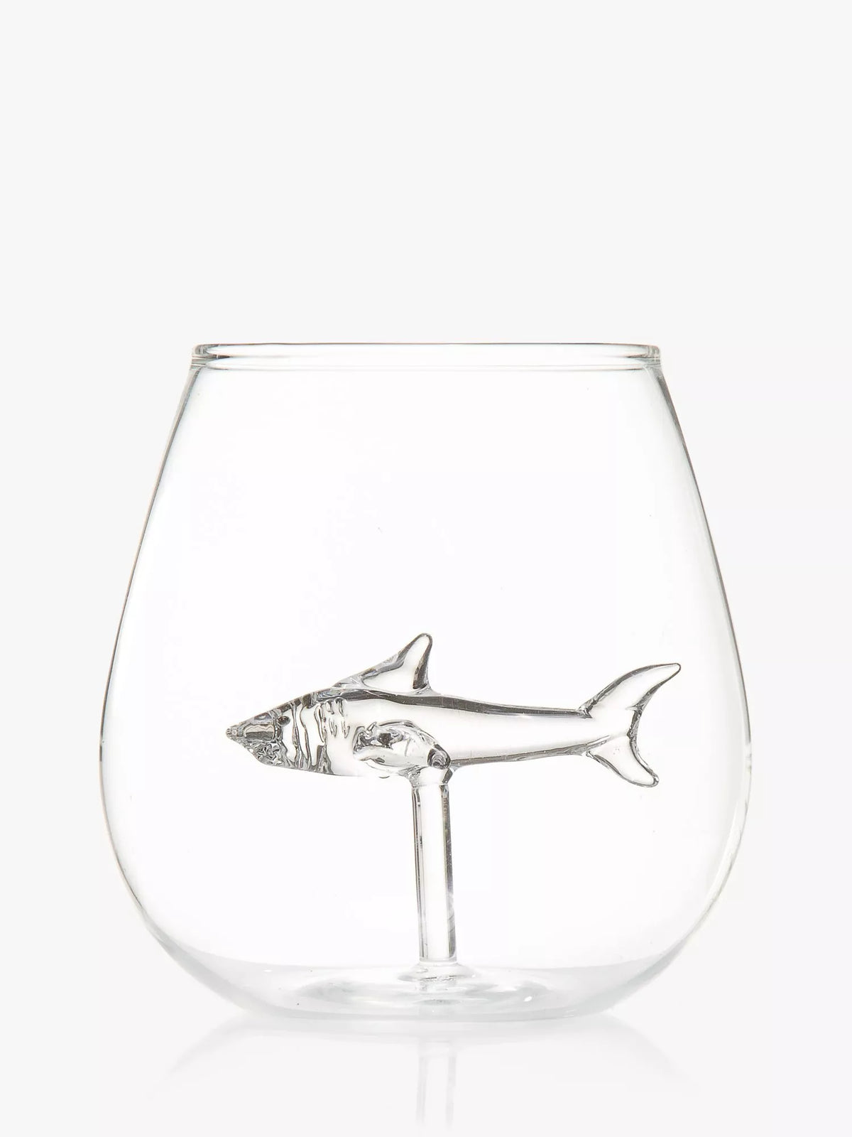 Bar Bespoke clear glass tumbler with shark inside, 500ml - British product