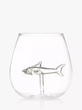 Bar Bespoke clear glass tumbler with shark inside, 500ml - British product