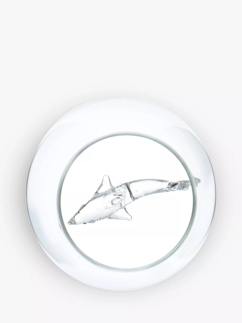 Bar Bespoke clear glass tumbler with shark inside, 500ml - British product