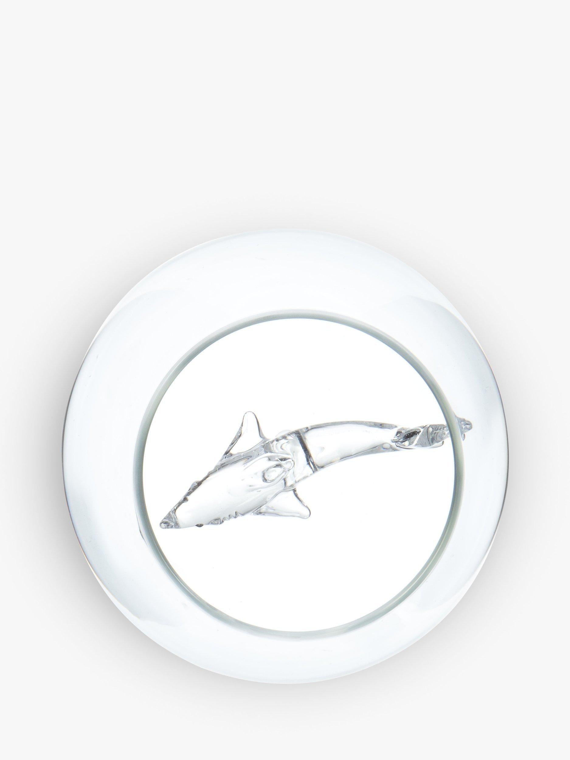 Bar Bespoke clear glass tumbler with shark inside, 500ml - British product