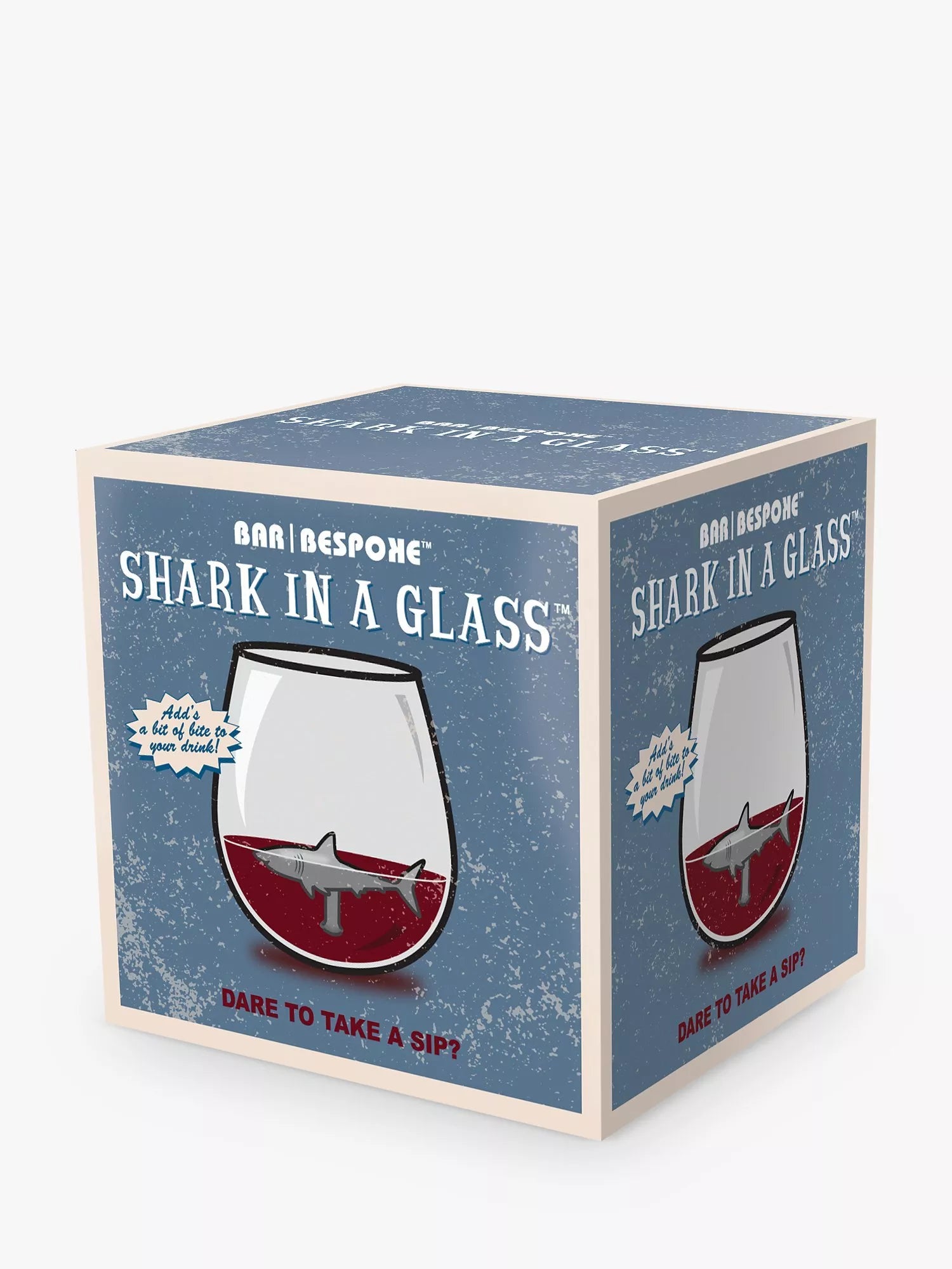 Bar Bespoke clear glass tumbler with shark inside, 500ml - British product