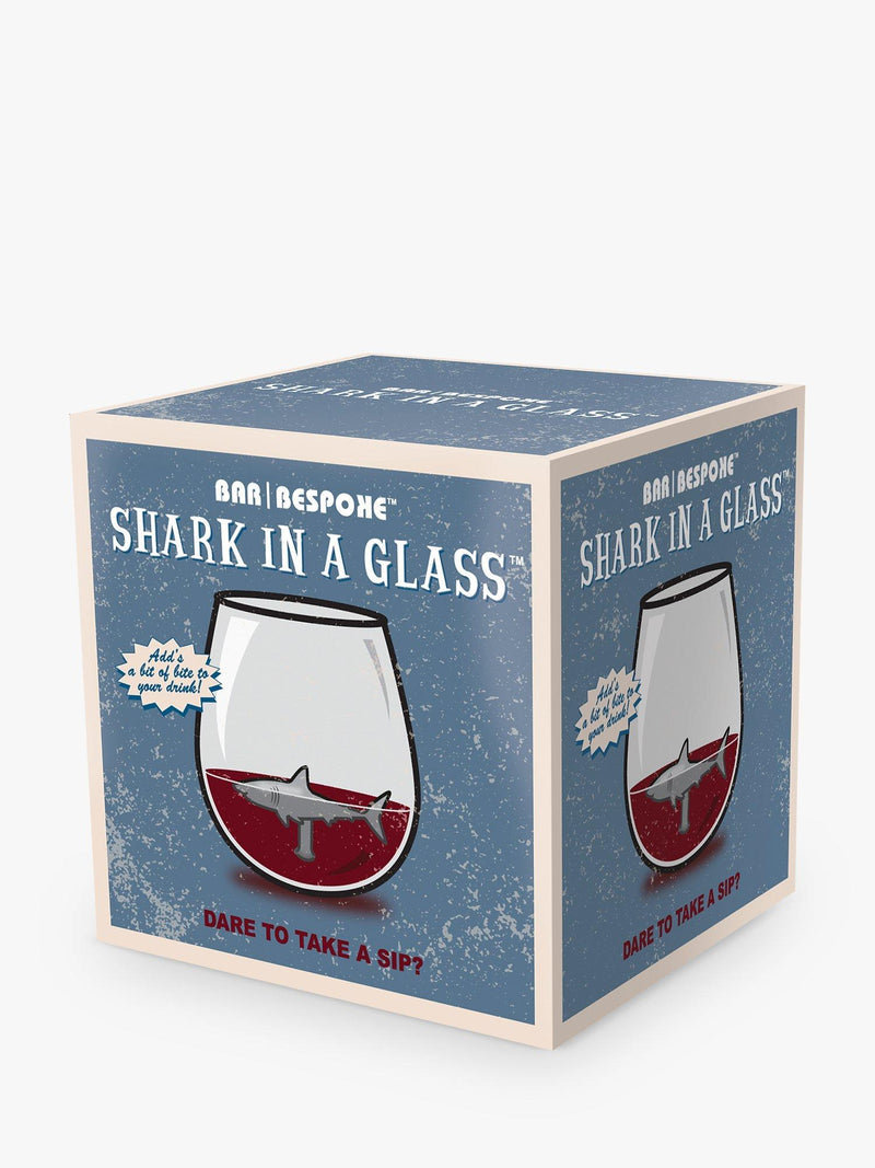 Bar Bespoke clear glass tumbler with shark inside, 500ml - British product