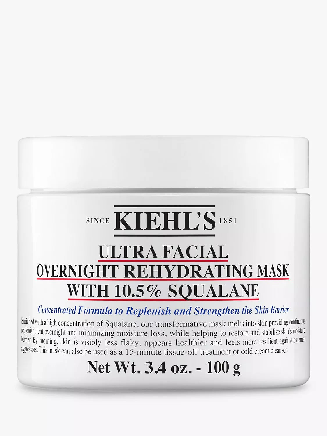 Kiehl's overnight rehydrating mask 100g (British brand)