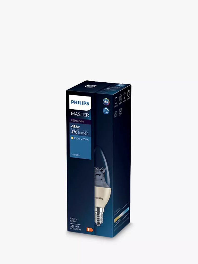 Philips LED candle bulb 40W E14 dimmable 11.9x4cm - British product