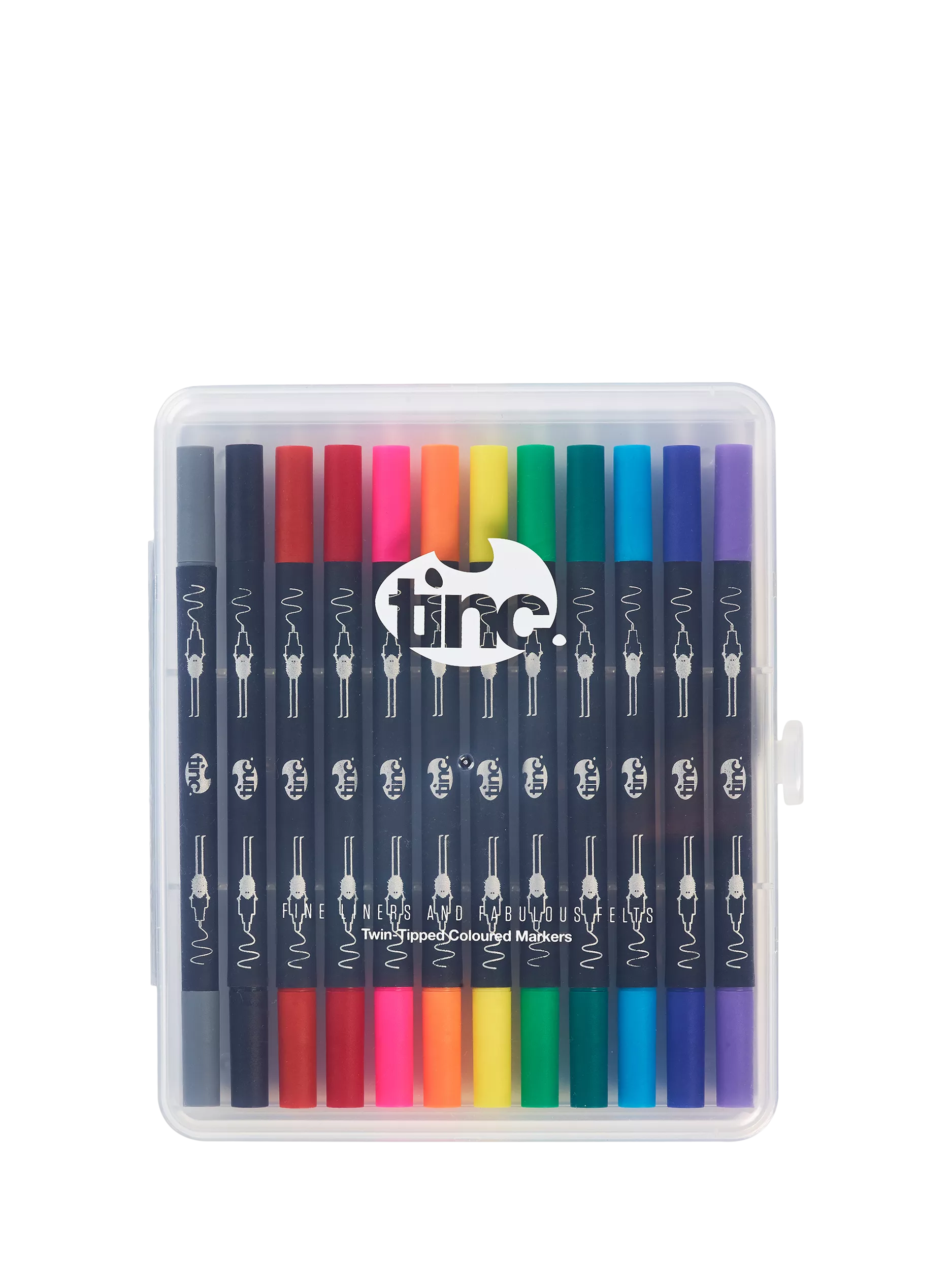 Tinc Duo Tipped Fineliner and Felt Tip Pens 12 Pack, UK version