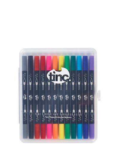 John Lewis Tinc Duo Tipped Fineliner and Felt Tip Pens, Set of 12- Buy online at McGrocer