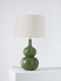 John Lewis Malton green ceramic table lamp with linen shade, UK version
