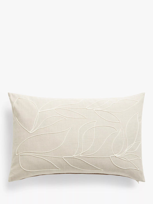 John Lewis Linear Leaf Cushion, Putty