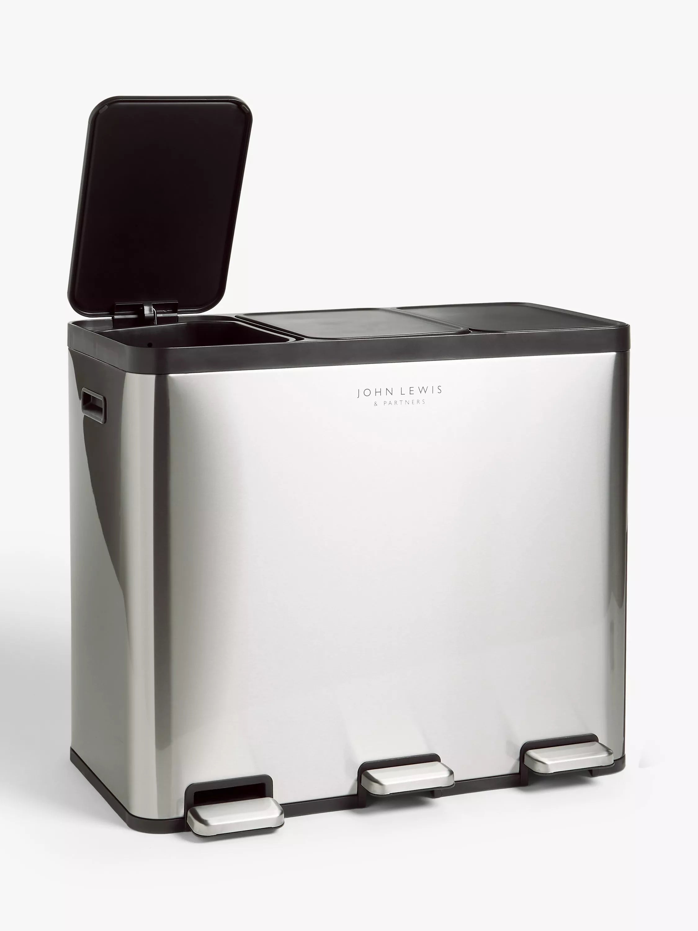John Lewis recycling pedal bin brushed steel 60L, UK version