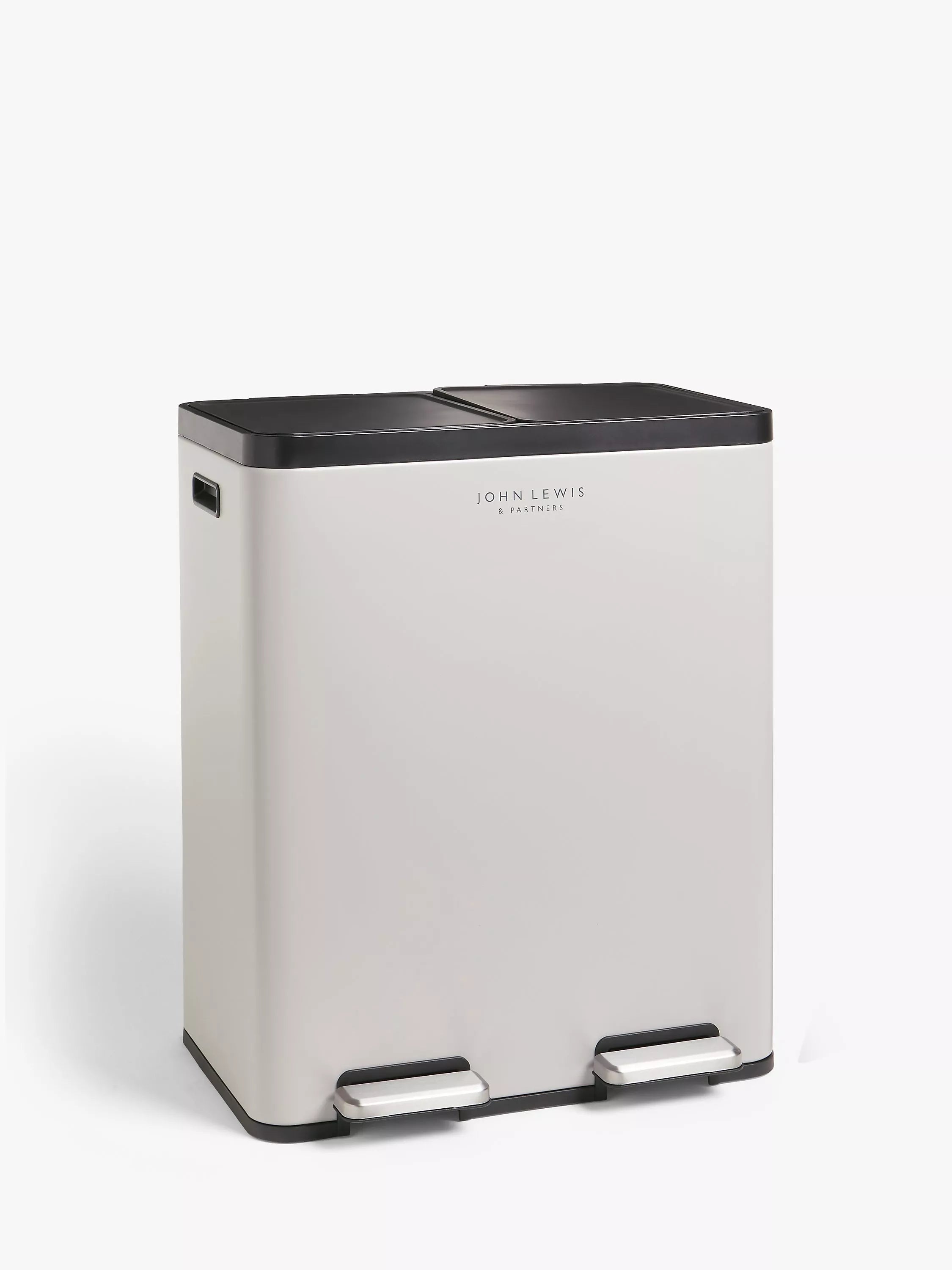 John Lewis 2 Section Recycling Bin, with Handles, 60L - Cream