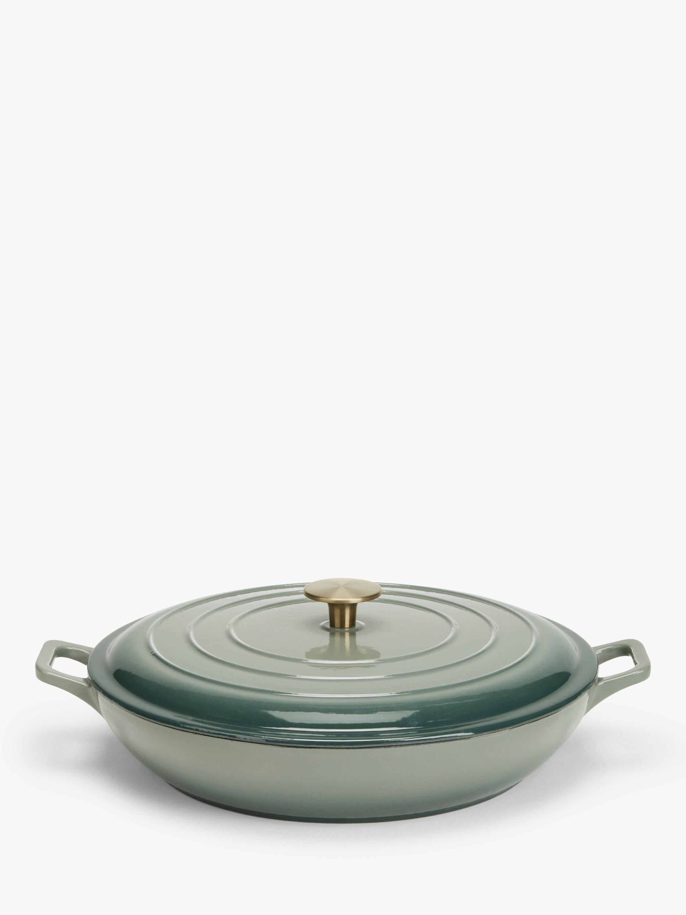 John Lewis Cast Iron Shallow Casserole 31cm Ombre Green, UK version