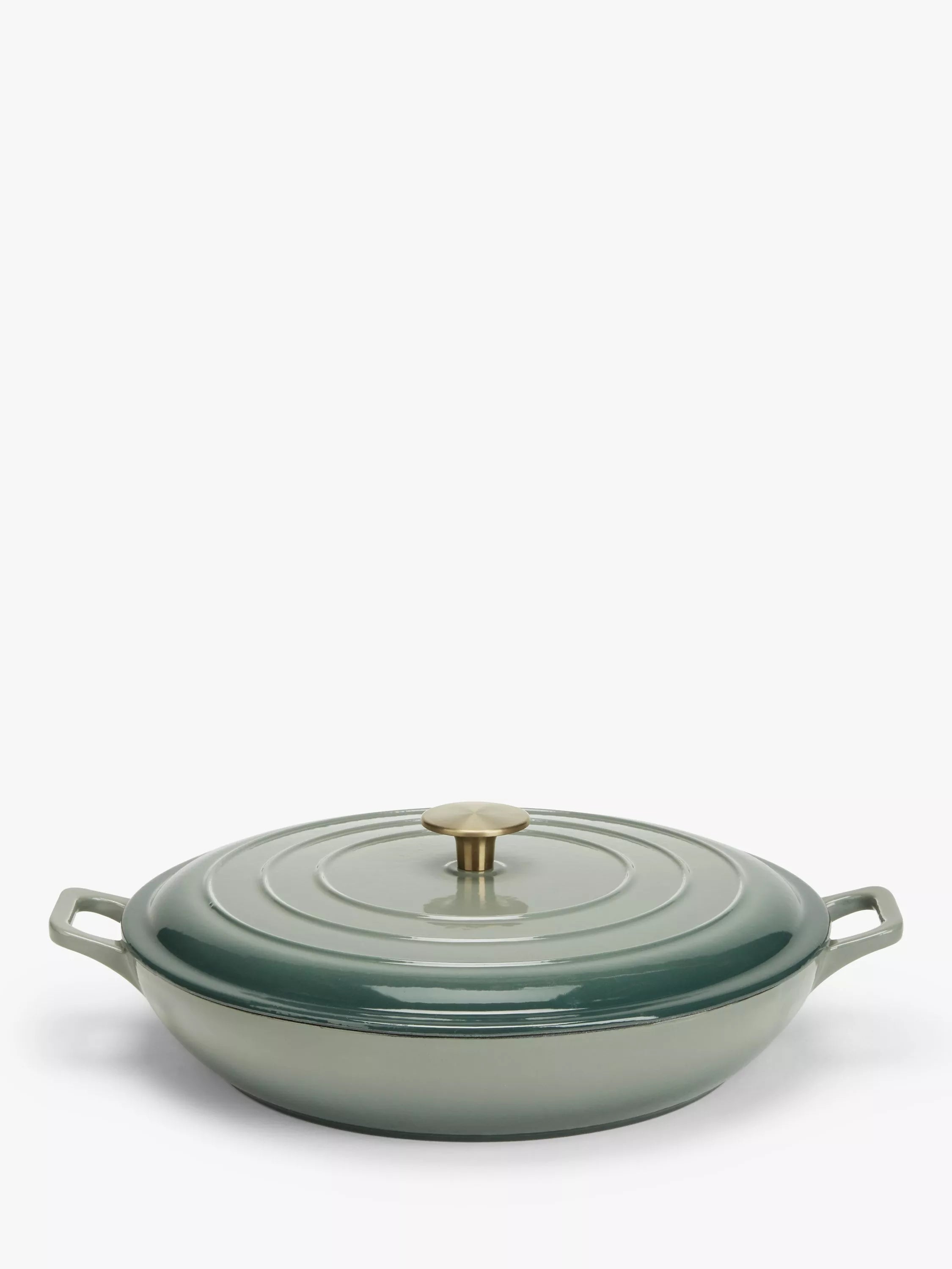 John Lewis Cast Iron Shallow Casserole 31cm Ombre Green, UK version