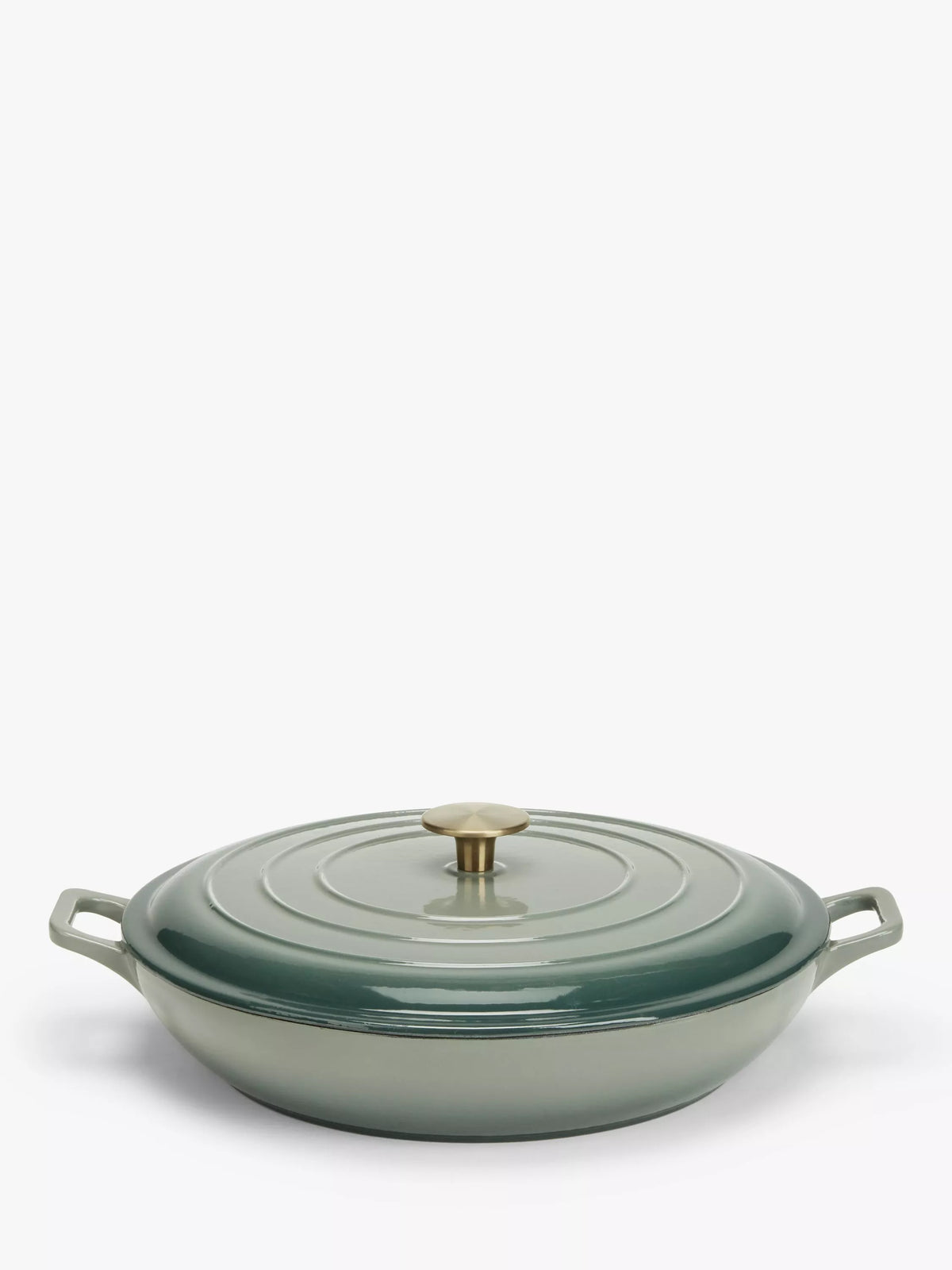 John Lewis Cast Iron Shallow Casserole 31cm Ombre Green, UK version