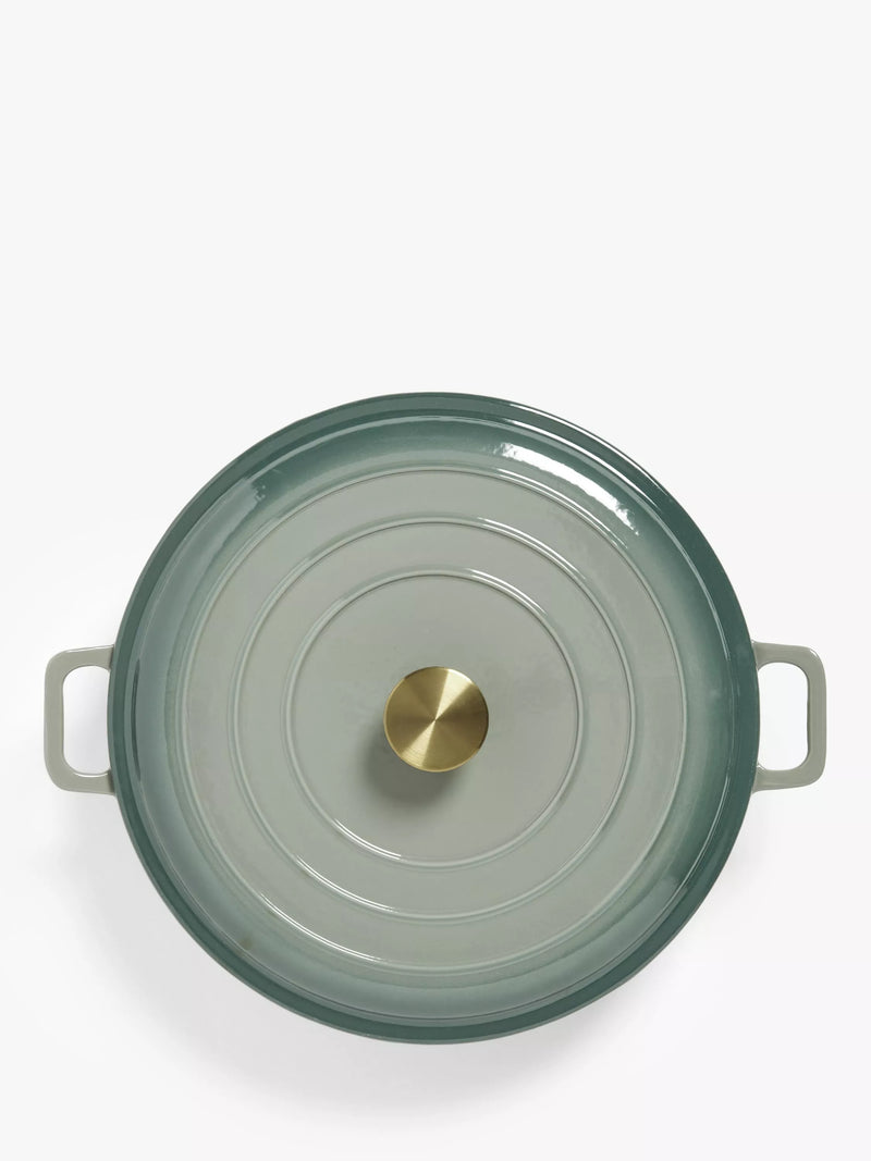 John Lewis Cast Iron Shallow Casserole 31cm Ombre Green, UK version