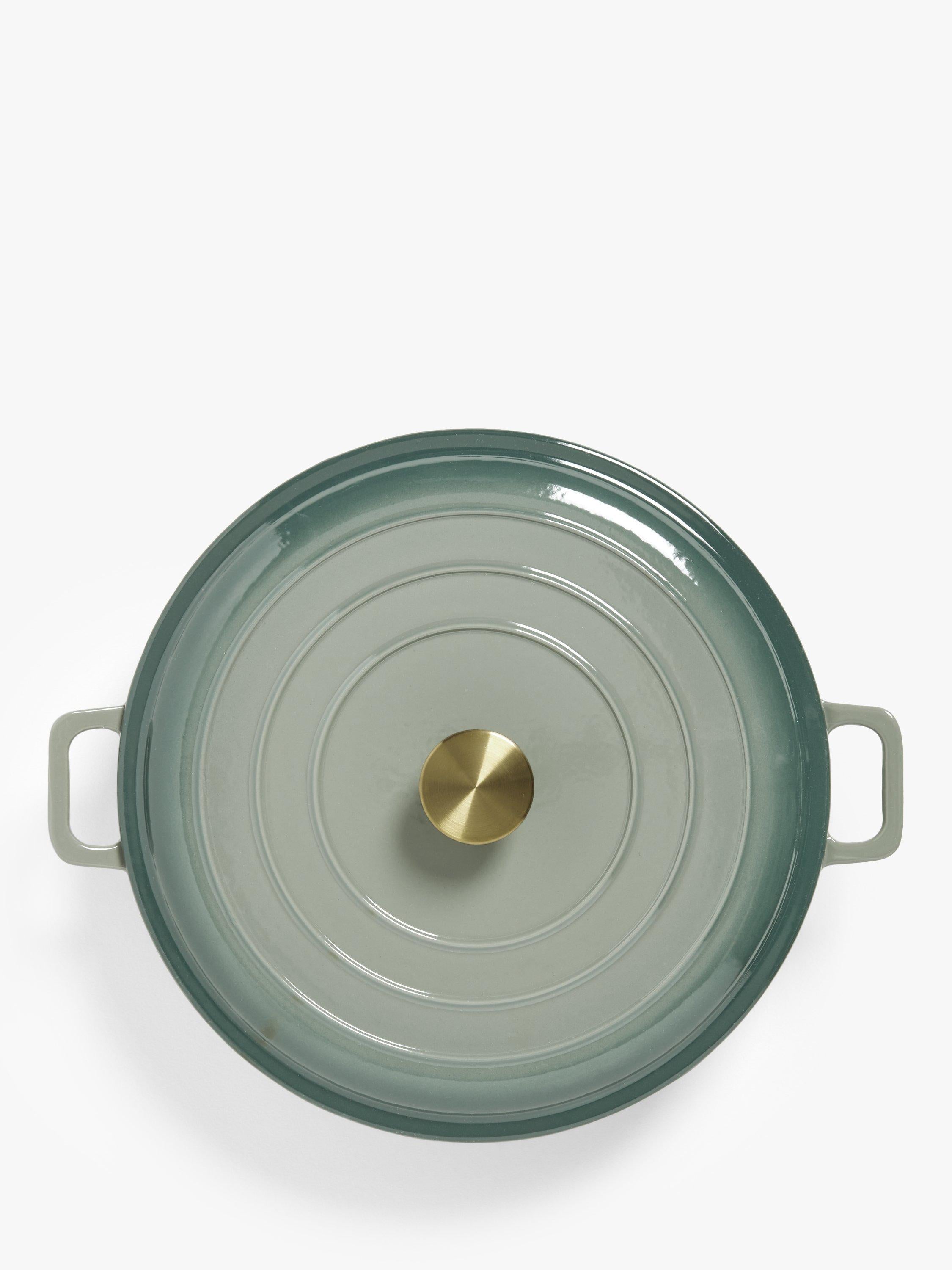 John Lewis Cast Iron Shallow Casserole 31cm Ombre Green, UK version