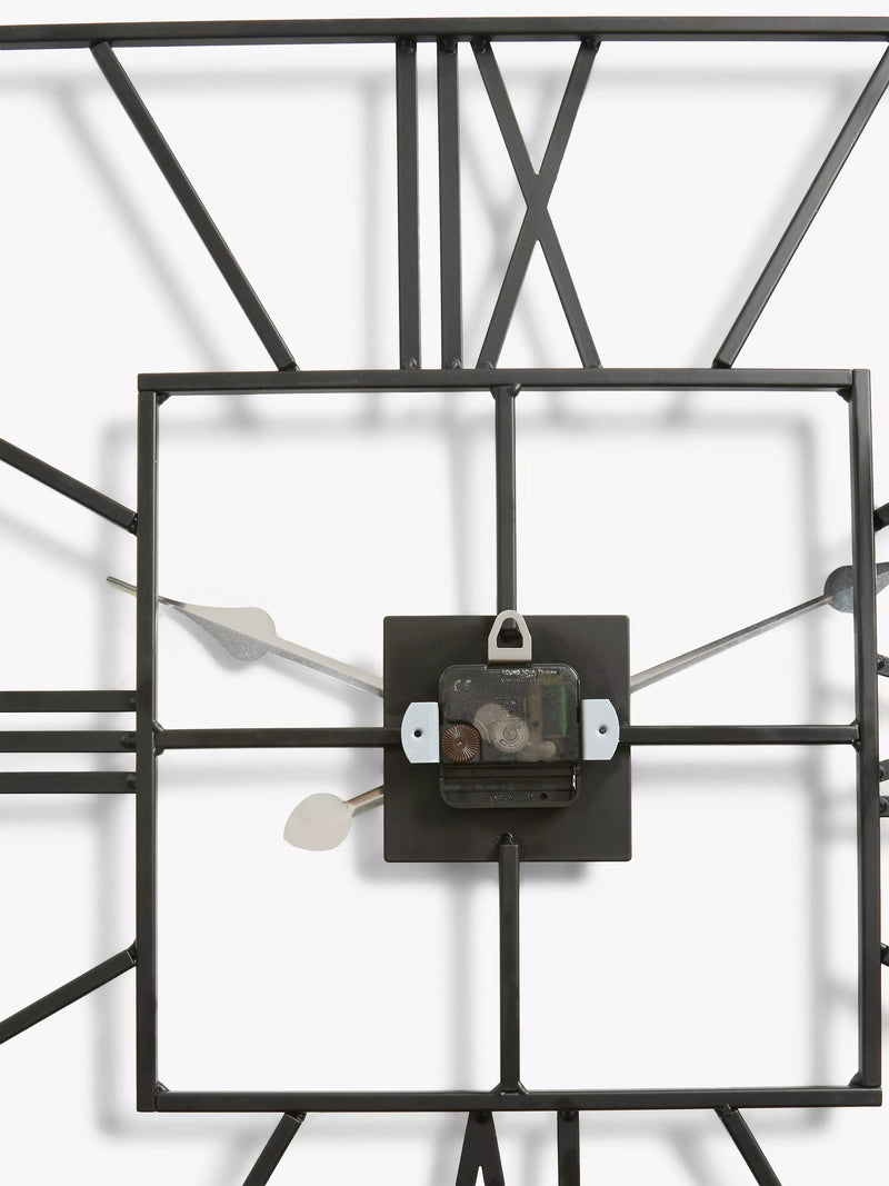 John Lewis wall clock skeleton square Roman numeral 60cm, UK version