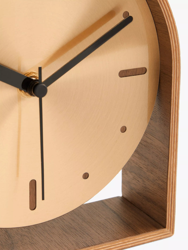 John Lewis mid century wood mantel clock 16.5cm, imported from the UK