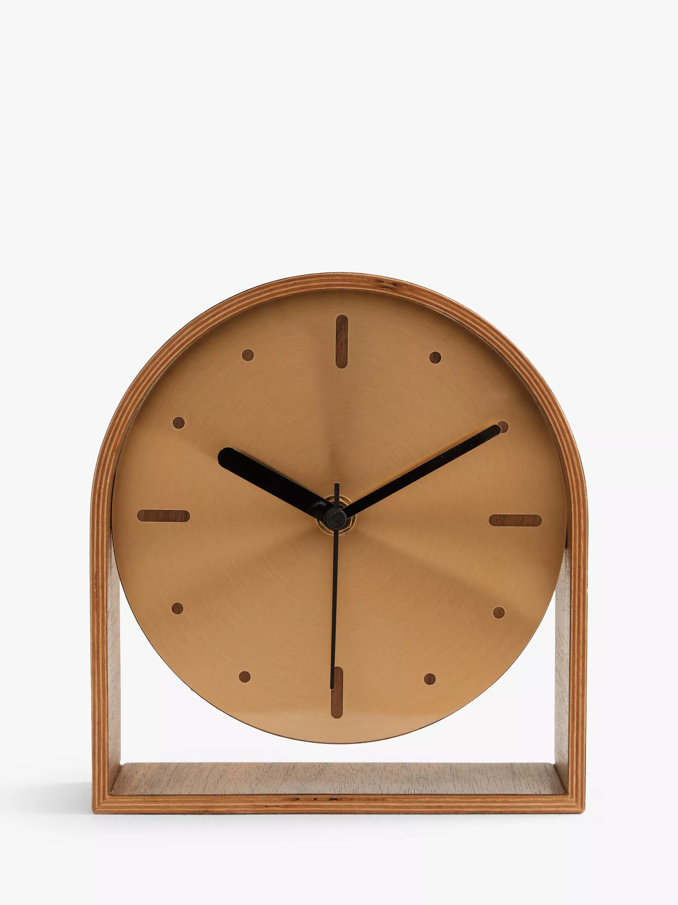 John Lewis mid century wood mantel clock 16.5cm, imported from the UK