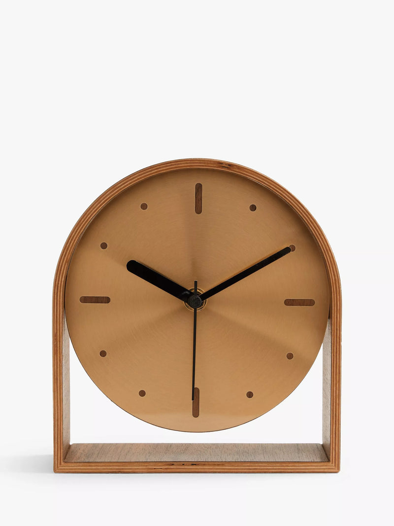 John Lewis mid century wood mantel clock 16.5cm, imported from the UK